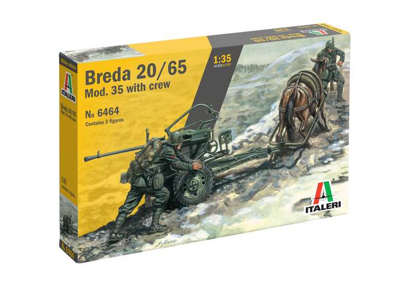 Italeri Model Kit military 6464 - HORSE DRAWN BREDA 20/65 W/SERVANTS (1:35)