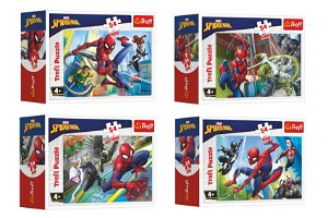 Trefl Minipuzzle 54 dílků Spidermanův čas 4 druhy v krabičce 9x6,5x4cm