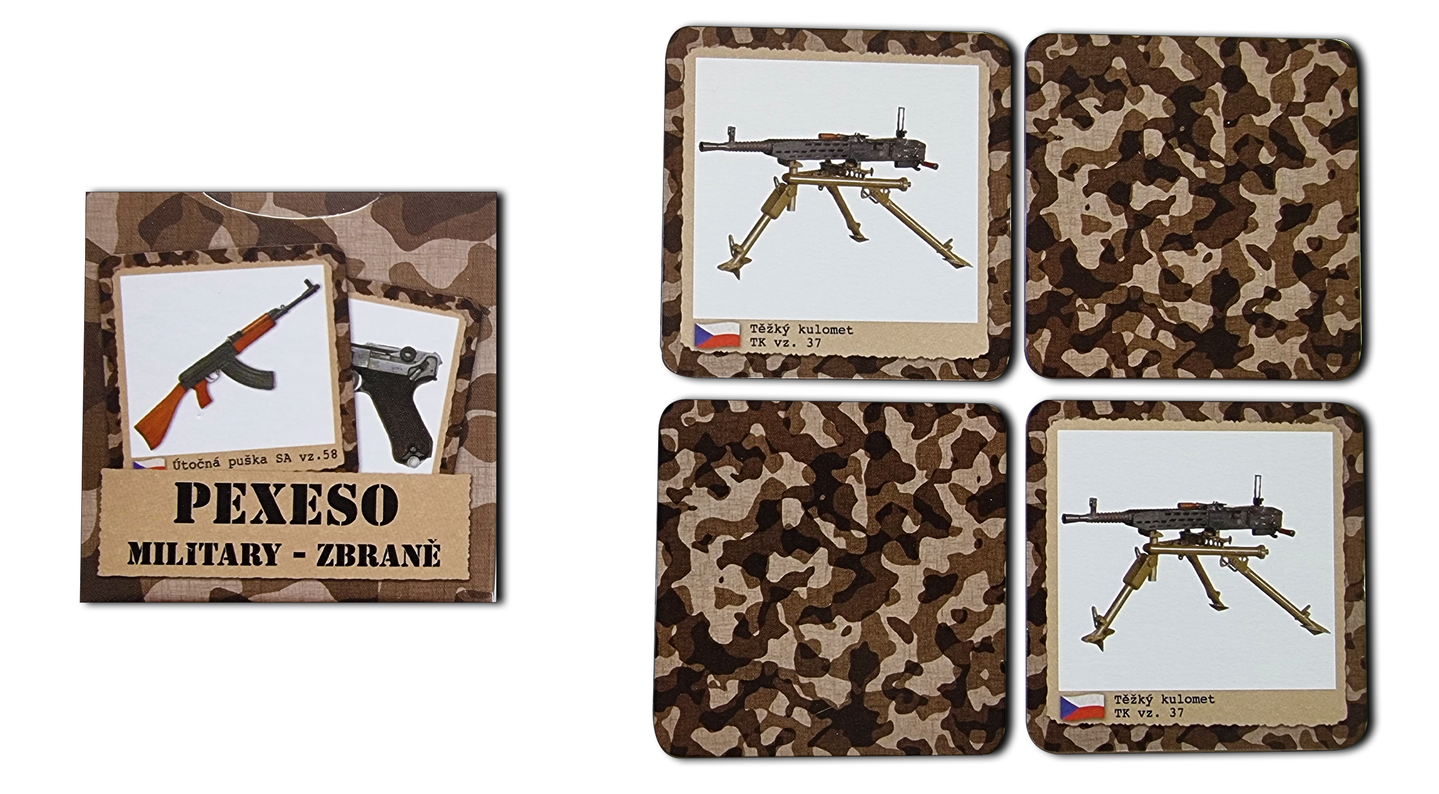 Hrací karty Wooky Pexeso retro Military Zbraně