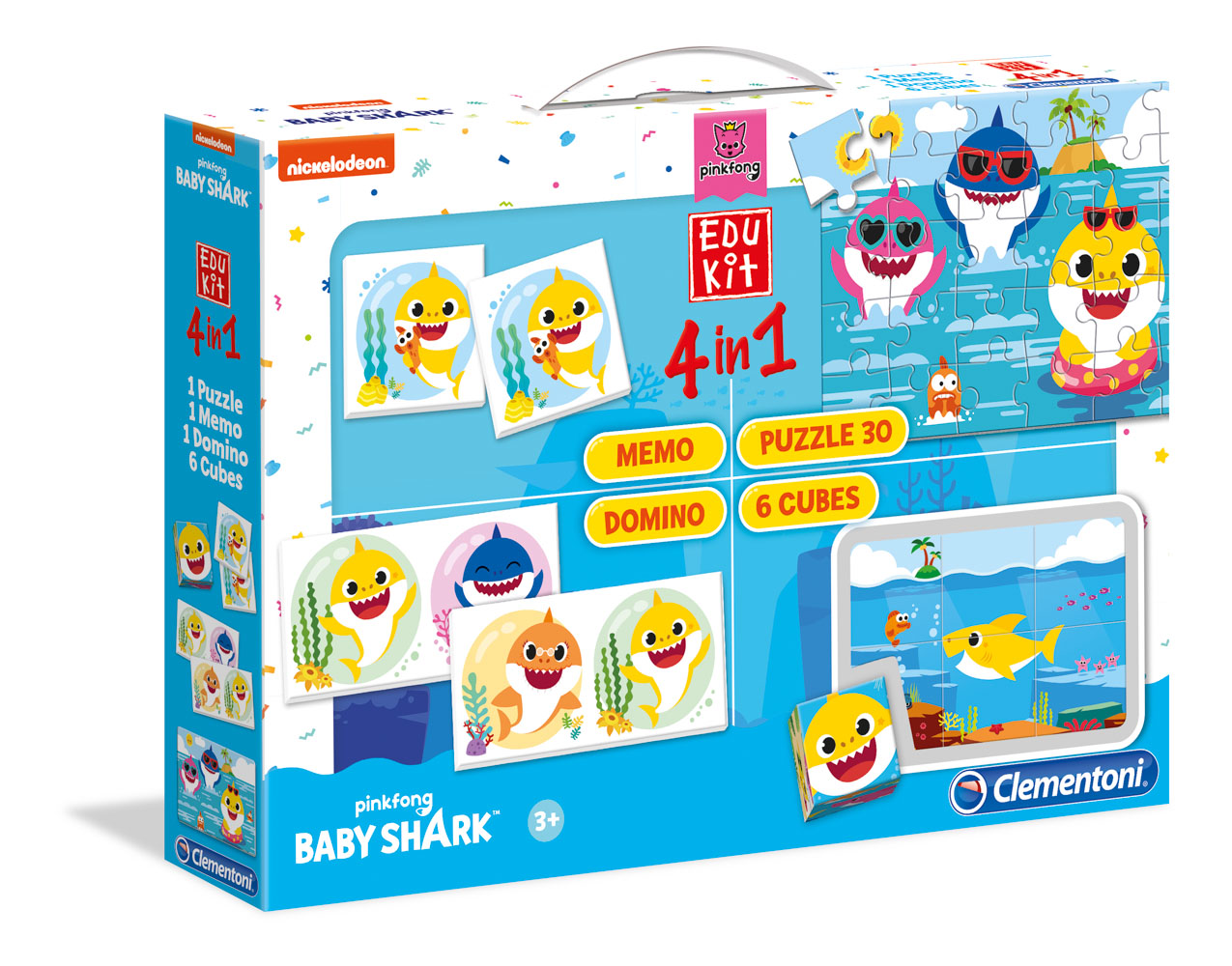 Clementoni EDUkit - Baby Shark 4v1 (pexeso, 60 puzzle, domino, 6 kostek)