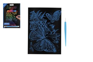 SMT Creatoys Škrabací obrázek barevný Motýli 12,5x18cm na kartě