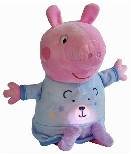 Simba Peppa Pig 2v1 plyšový usínáček hrající + světlo, modrý, 25 cm