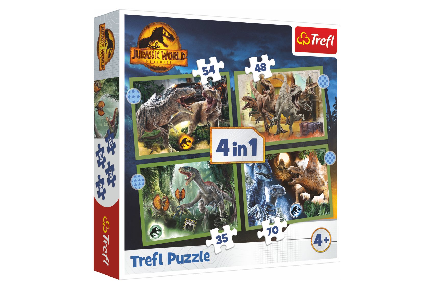 Trefl Puzzle 4v1 Hrozní dinosauři/Jurassic World v krabici 28x28x6cm