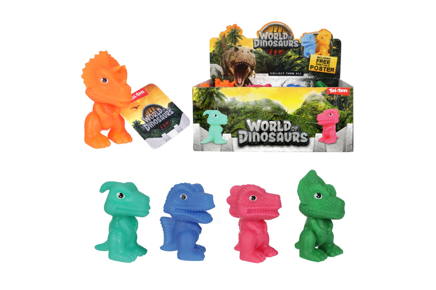 Teddies Dinosaurus gumový 8cm 5 druhů 12ks v boxu