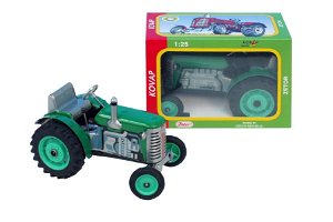 Kovap Traktor Zetor zelený na klíček kov 14cm 1:25 v krabičce