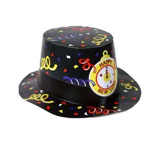 Rappa Papírový klobouk černý HAPPY NEW YEAR 12 ks v boxu
