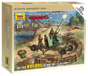 Zvezda Wargames (WWII) figurky 6170 - British Bofors 40mm Mk-2 AA-Gun (1:72)