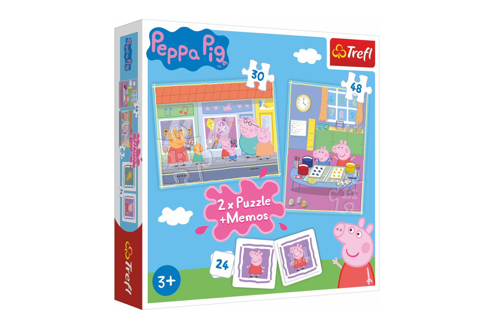 Trefl Puzzle 2v1 + pexeso Prasátko Peppa/Peppa Pig 27,5x20,5cm v krabici 28x28x6cm