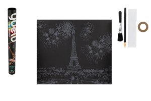 SMT Creatoys Škrabací obrázek barevný Eiffelova věž 75x52cm v tubě 6x54cm