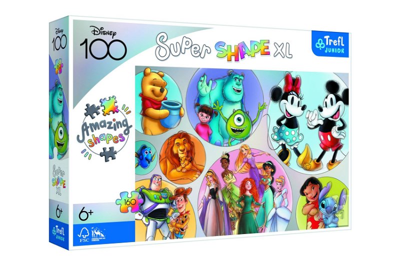 Trefl Puzzle Barevný svět Disney 160 XL Super Shape 60x40cm v krabici 40x27x6cm