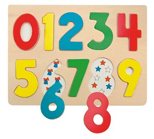 Woody Puzzle na desce číslice s beruškam