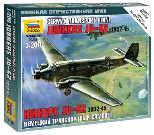 Zvezda Wargames (WWII) letadlo 6139 - Junkers Ju-52 Transport Plane (1:200)
