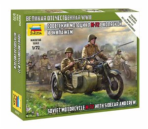 Zvezda Wargames (WWII) figurky 6277 - Soviet M-72 Sidecar Motorcycle w/Crew (1:72)