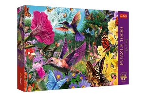 Trefl Puzzle Premium Plus - Čajový čas: Zahrada kolibříků 1000 dílků 68,3x48cm v krabici 40x27x6cm