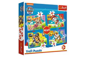 Trefl Puzzle 4v1 Štěňata v běhu Tlapková patrola/Paw Patrol 28,5x20,5cm v krabici 28x28x6cm