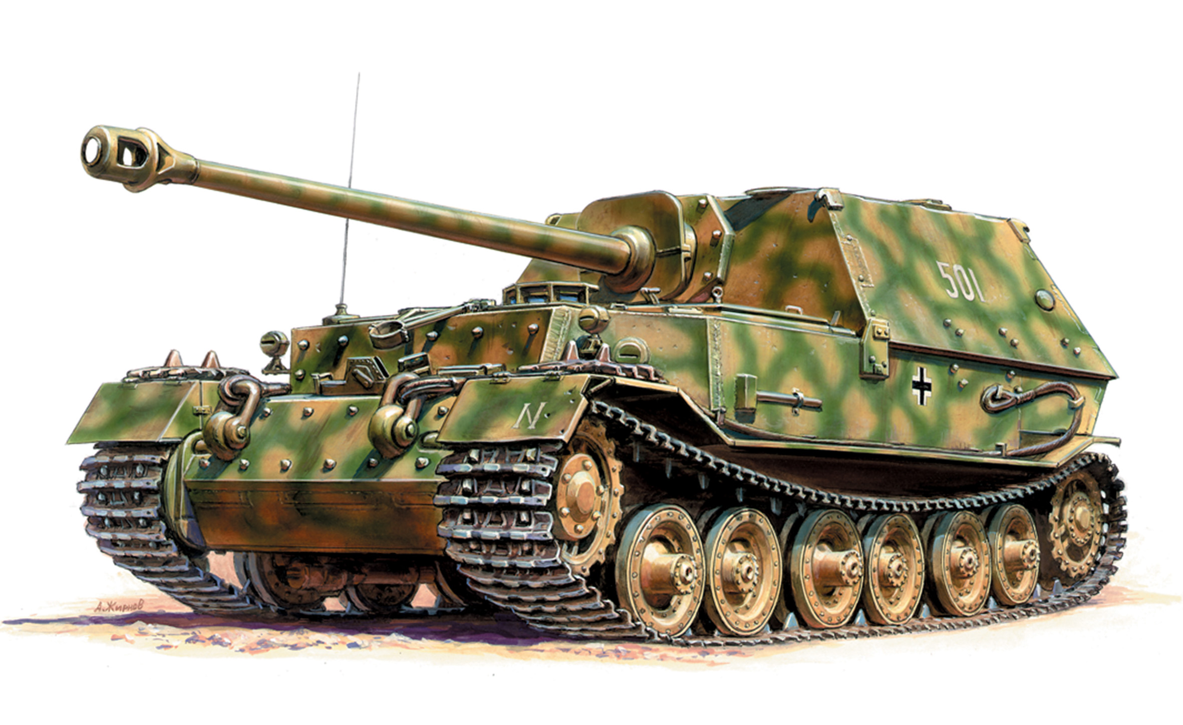 Zvezda Wargames (WWII) tank 6195 - German Tank Destroyer FERDINAND (1:100)