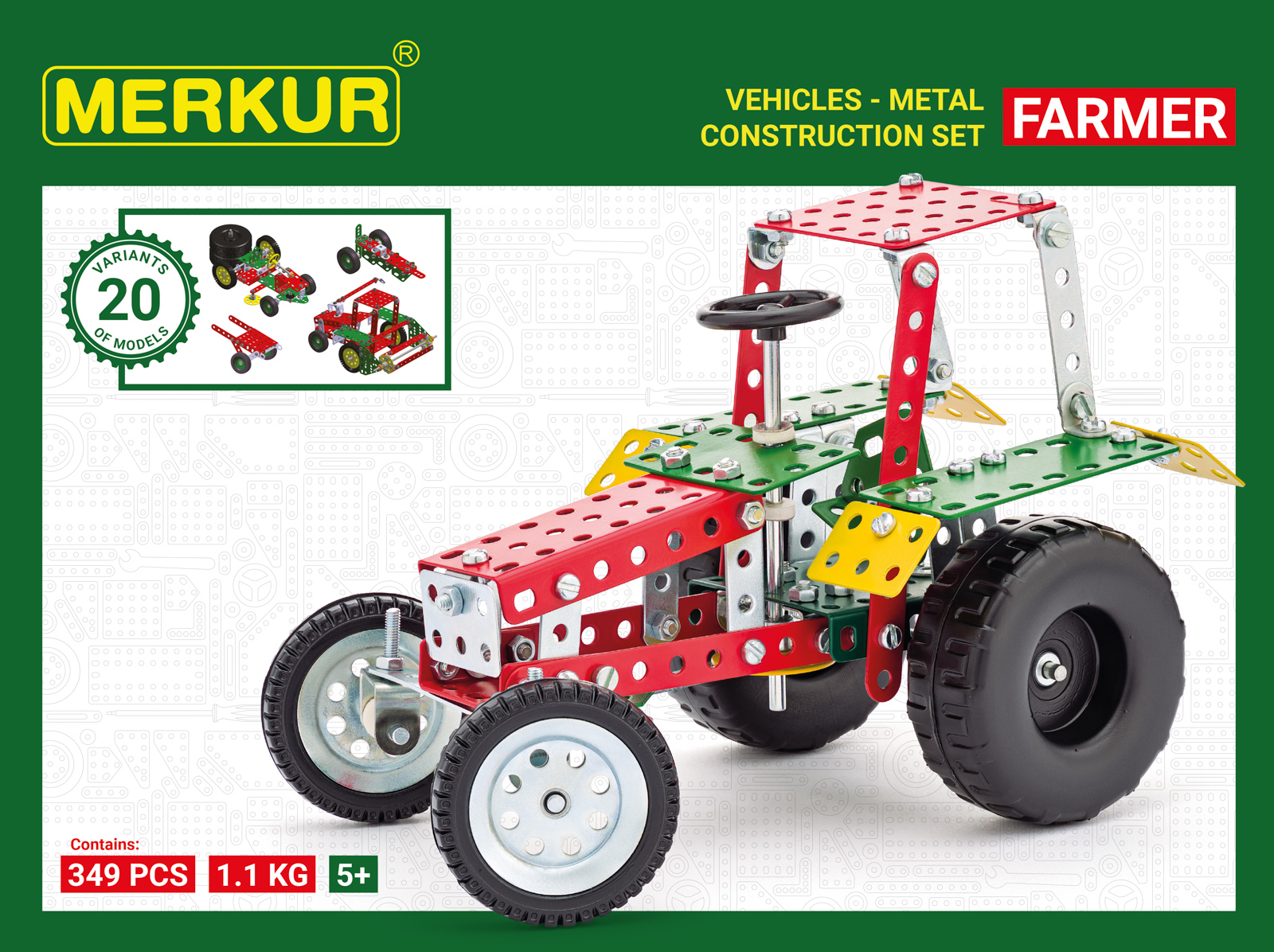 MERKUR - Stavebnice Merkur Farmer Set, 341 dílů, 20 modelů