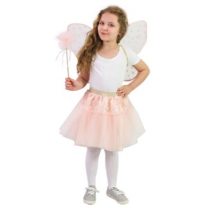 Rappa Dětský kostým tutu sukně růžová květinová víla s hůlkou a křídly