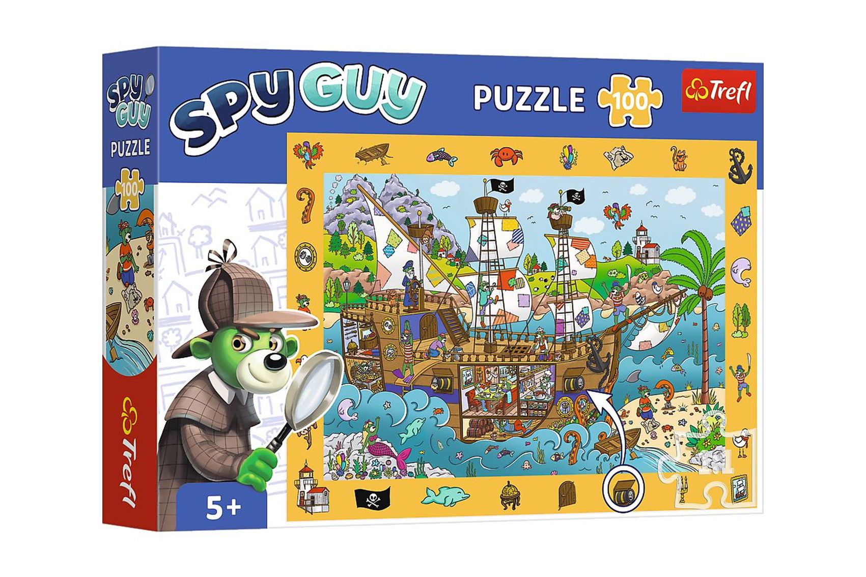 Trefl Puzzle Spy Guy - Pirátská loď 18,9x13,4cm 100 dílků v krabici 33x23x6cm