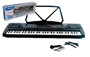 Teddies Pianko/Varhany velké plast 61 kláves 63x20cm s mikrofonem a USB na nabíjecí baterie Li-ion v krabici