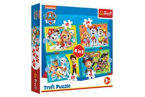 Trefl Puzzle 4v1 Šťastný tým Paw Patrol/Tlapková Patrola v krabici 28x28x6cm