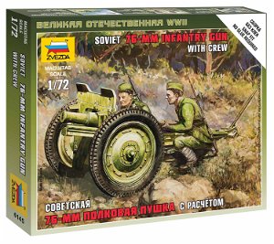 Zvezda Wargames (WWII) military 6145 - Soviet 76-mm Gun (1:72)