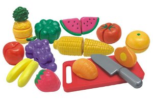 Teddies Ovoce a zelenina krájecí s náčiním plast 25ks v krabici 40x27x6cm