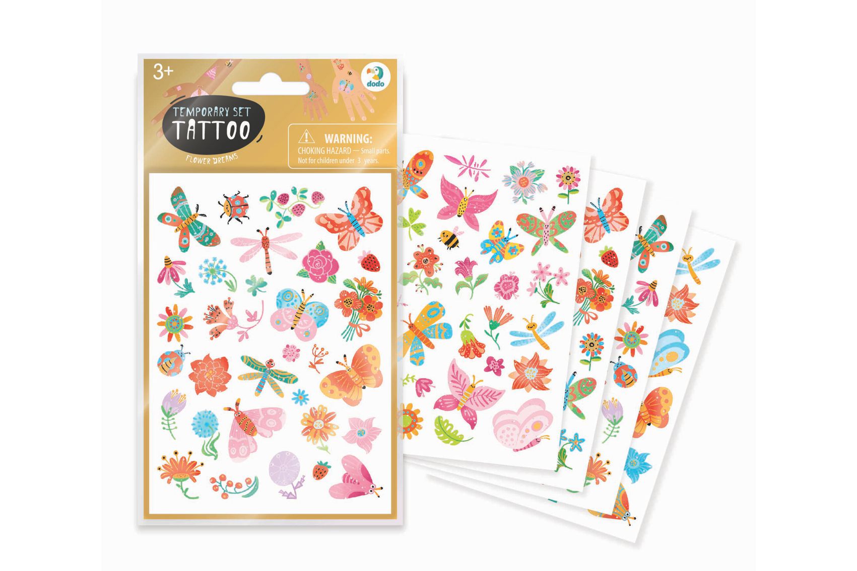 Tetování Motýli a květiny 10,5x15cm 4 listy v sáčku