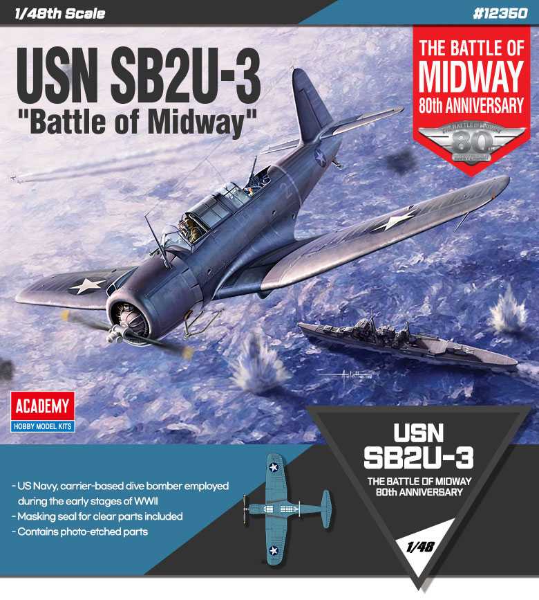 Academy Model Kit letadlo 12350 - USN SB2U-3 &quot;Battle of Midway&quot; (1:48)
