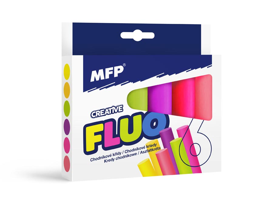 Rappa Křídy M chodníkové fluo kulaté 6 ks mix barev - krabička