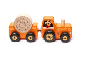 Rappa CUBIKA Traktor s vlekem - dřevěná skládačka s magnetem 3 díly