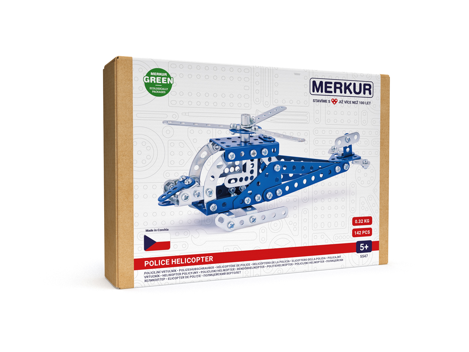 MERKUR - Stavebnice Merkur 054 - policejní vrtulník, 142 dílů
