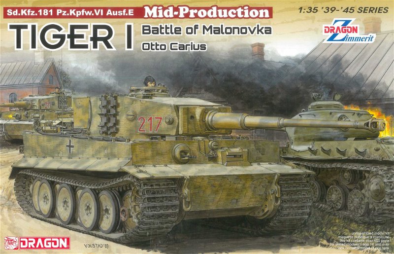 Dragon Model Kit tank 6888 - Tiger I Mid-Production w/Zimmerit Otto Carius (Battle of Malinava Village 1944) (1:35)
