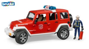 BRUDER 2528 Záchranná auta - požární Jeep Wrangler s hasičem