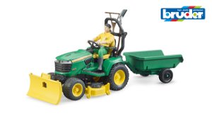 Bruder Užitkové vozy - bworld traktor John Deere s přívěsem a zahradníkem