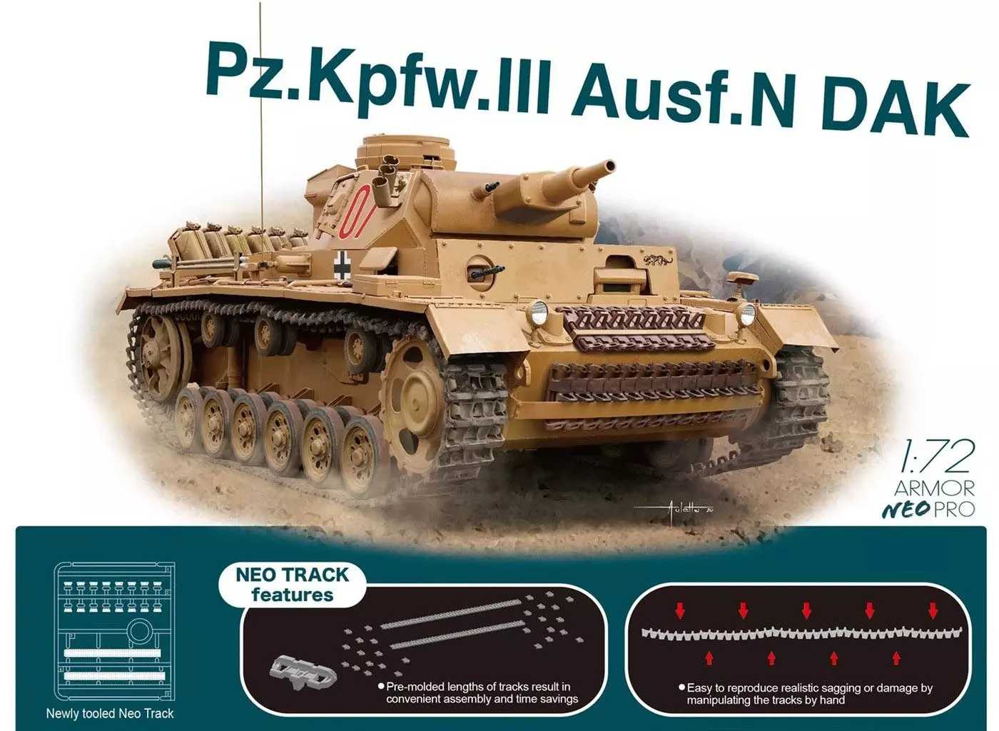 Dragon Model Kit tank 7634 - Pz.Kpfw.III Ausf.N DAK w/Neo Track (1:72)