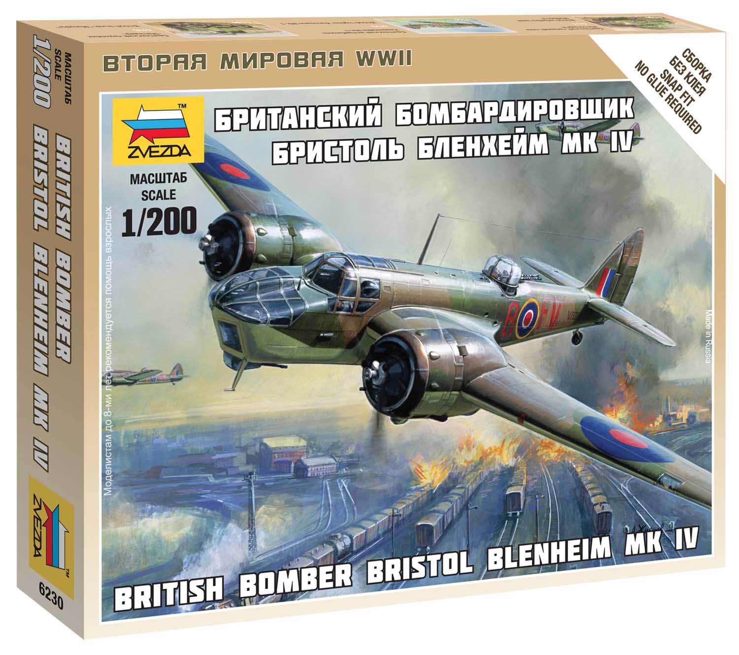 Zvezda Wargames (WWII) letadlo 6230 - British Bomber Bristol Blenheim IV (1:200)