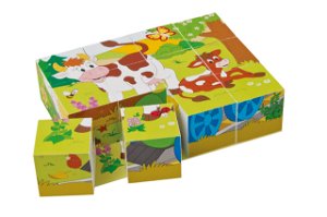 Woody brázkové kostky Kubus 3x4 - Zvířátka v ročních obdobích