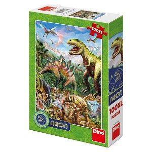 Dino dětské puzle Svět dinosaurů 100DXL neon