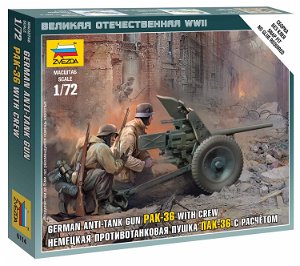 Zvezda Wargames (WWII) figurky 6114 - German Gun Pak-36 with Crew (1:72)