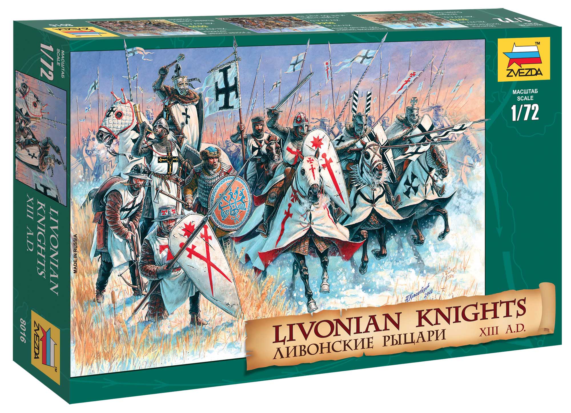 Zvezda Wargames (AoB) figurky 8016 - Livonian Knights XIII-XIV A. D. (1:72)