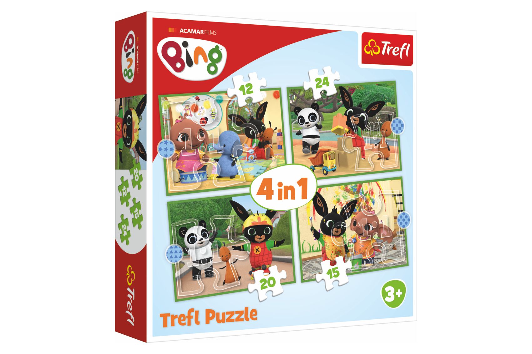 Trefl Puzzle 4v1 Bingův šťastný den 28,5x20,5cm v krabici 28x28x6cm