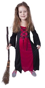 Rappa Dětský kostým bordó čarodějnice / Halloween (M)
