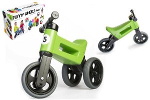 Teddies Odrážedlo FUNNY WHEELS Rider Sport zelené 2v1, výška sedla 28/30cm nosnost 25kg 18m+ v krabici