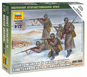 Zvezda Wargames (WWII) figurky 6197 - Soviet Infantry (Winter Uniform) (1:72)
