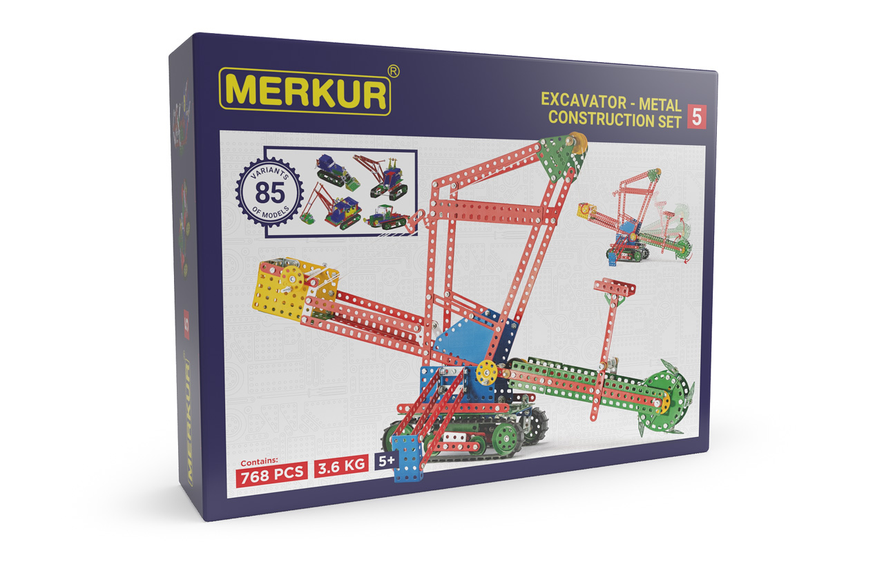 MERKUR - Stavebnice Merkur 5 stavebnice, 767 dílů, 80 modelů