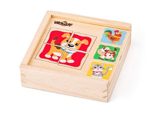 Woody Minipuzzle - Zvířátka v dř. krabičce