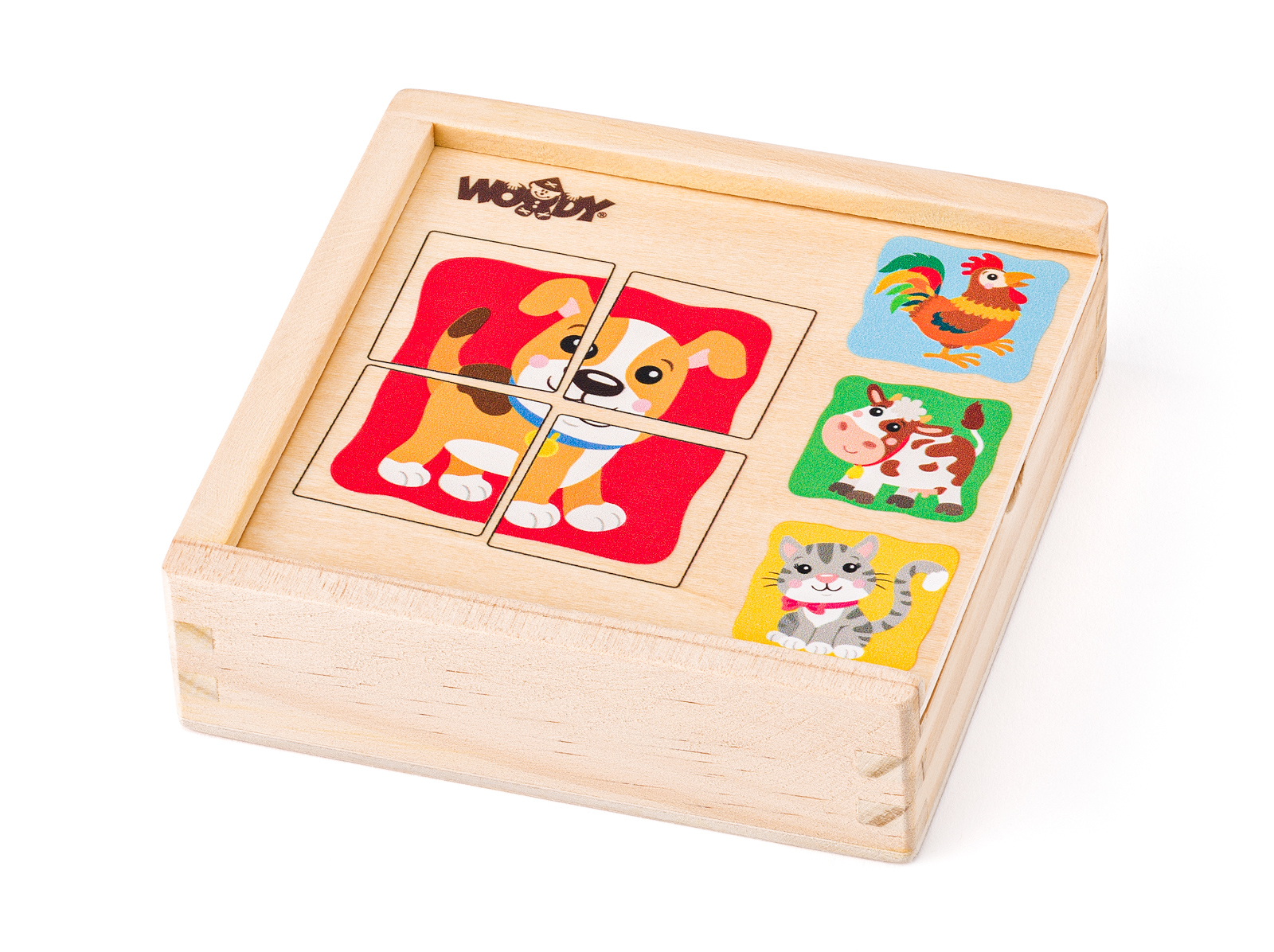 Woody Minipuzzle - Zvířátka v dř. krabičce