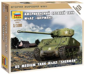 Zvezda Wargames (WWII) tank 6263 - Sherman M-4 (1:100)