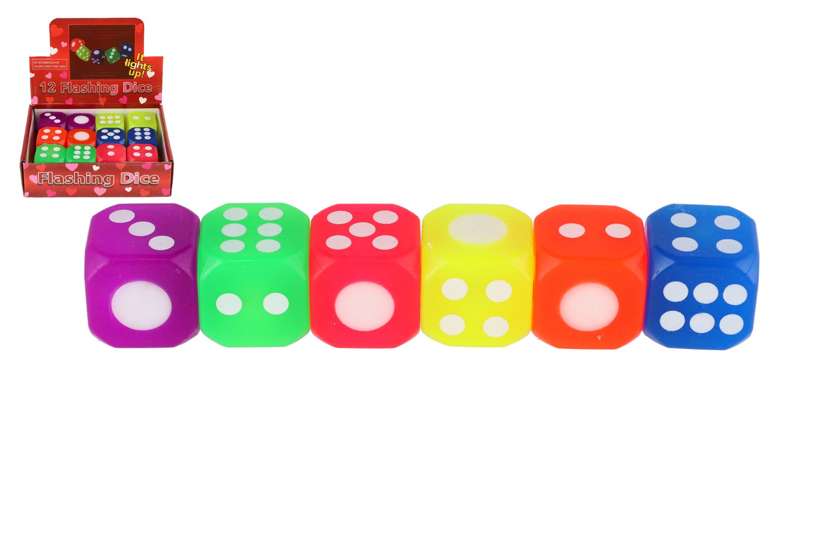 Teddies Kostka hrací svítící silikon 4x4cm 6 barev 12ks v boxu